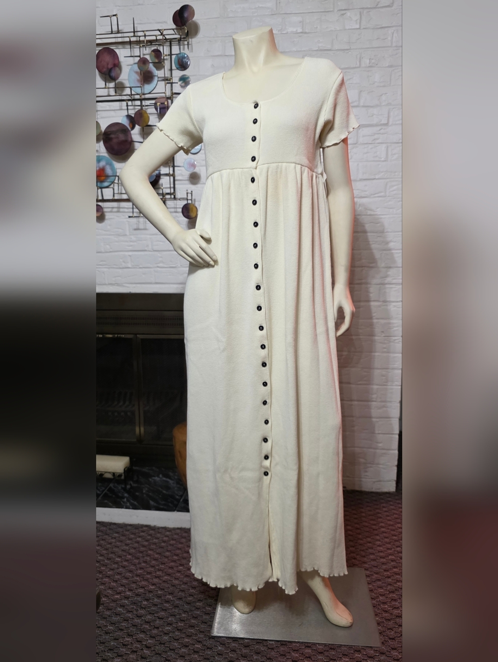 FITIGUES | Cream Botton Down Maxi Dress